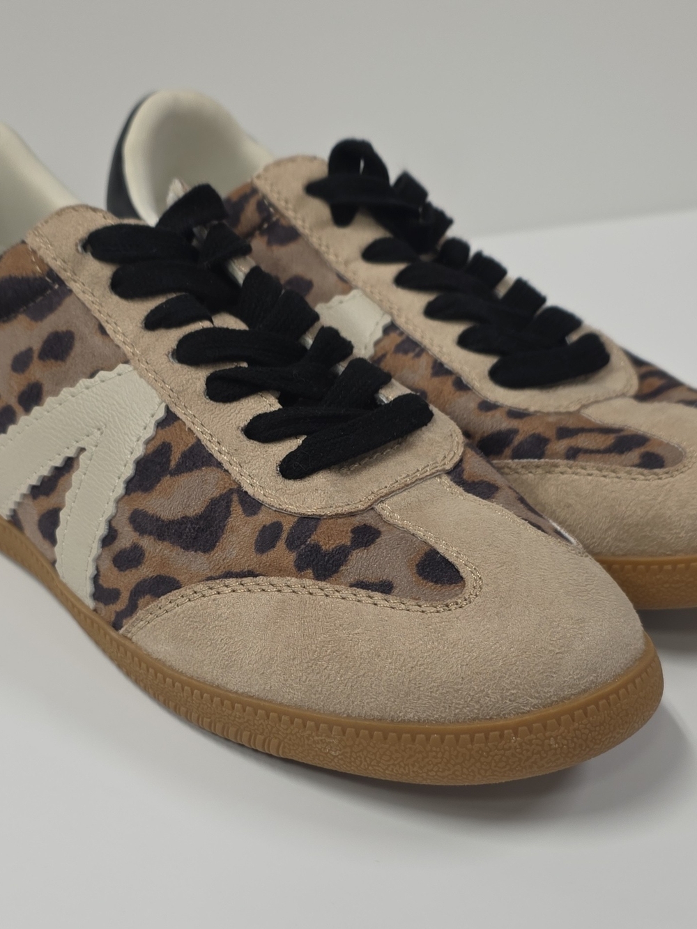 MIA Leopard Print & Suede Sneakers - Tan/Black
